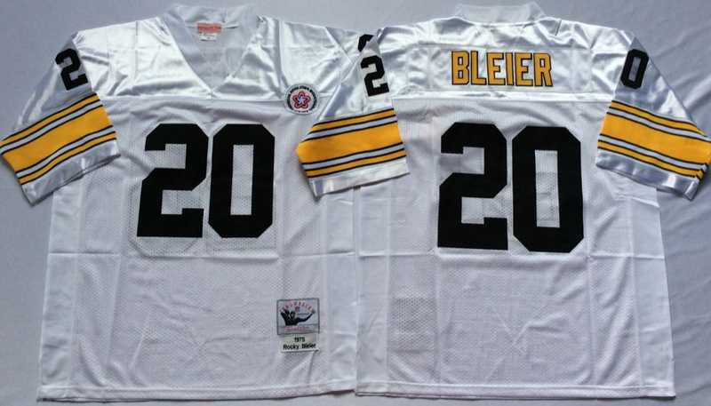 Steelers 20 Rocky Bleier White M&N Throwback Jersey